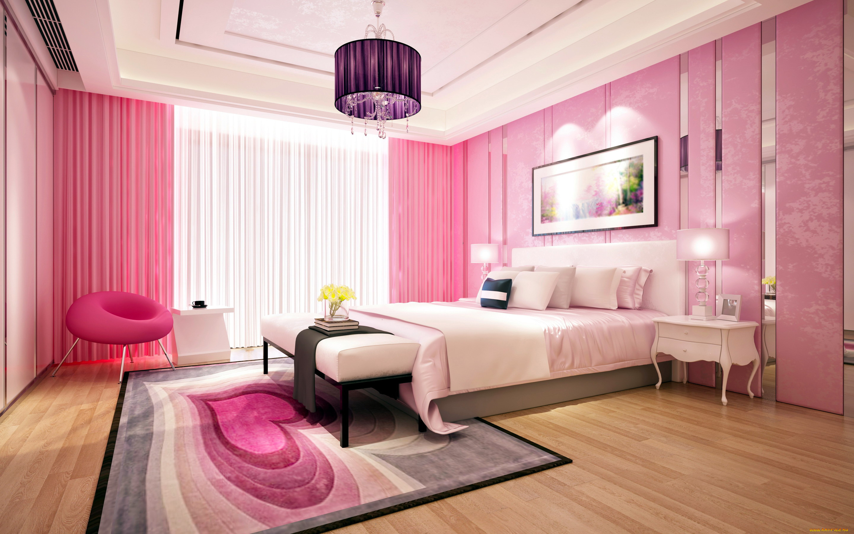 Мебель для спальни розового цвета